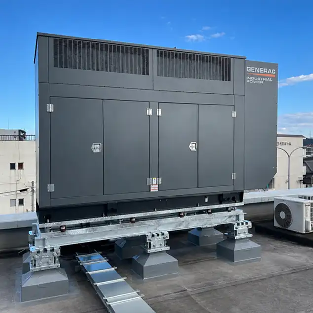 非常用発電機設備工事の施工事例、屋外設置型発電機