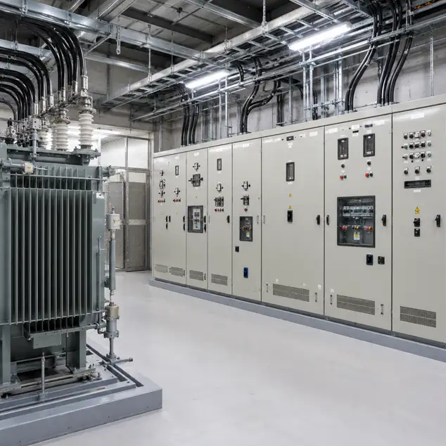 高圧受変電設備工事の施工事例、キュービクルと変圧器