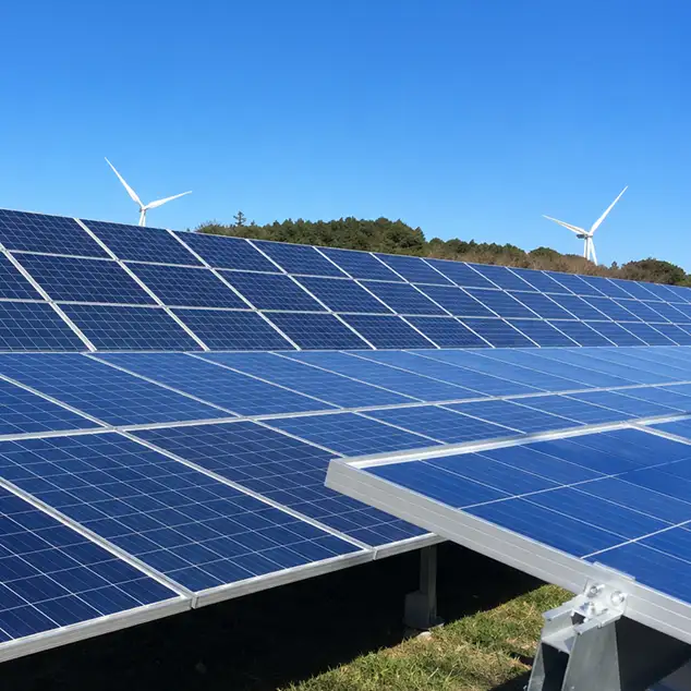 太陽光発電設備工事の施工事例、野立て太陽光パネル